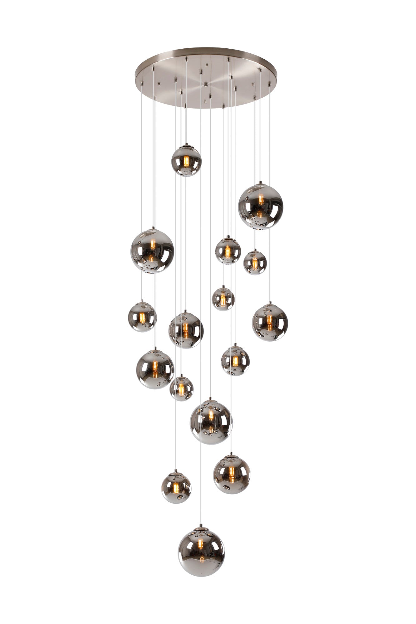 Lightologist Medway Pendant Satin Nickel 16 Light Pendant with  Chrome Plated Glass LO19061/CH3