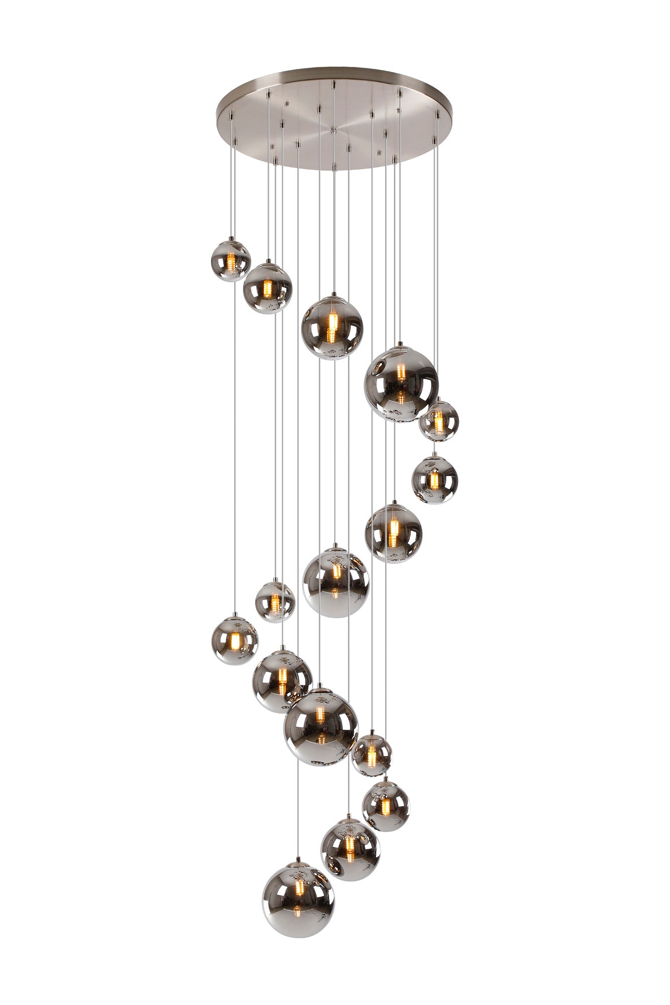 Lightologist Medway Pendant Satin Nickel 16 Light Pendant with  Chrome Plated Glass LO19061/CH3