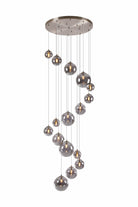 Lightologist Medway Pendant Satin Nickel 16 Light Pendant with  Smoke Plated Glass LO19061/SM3