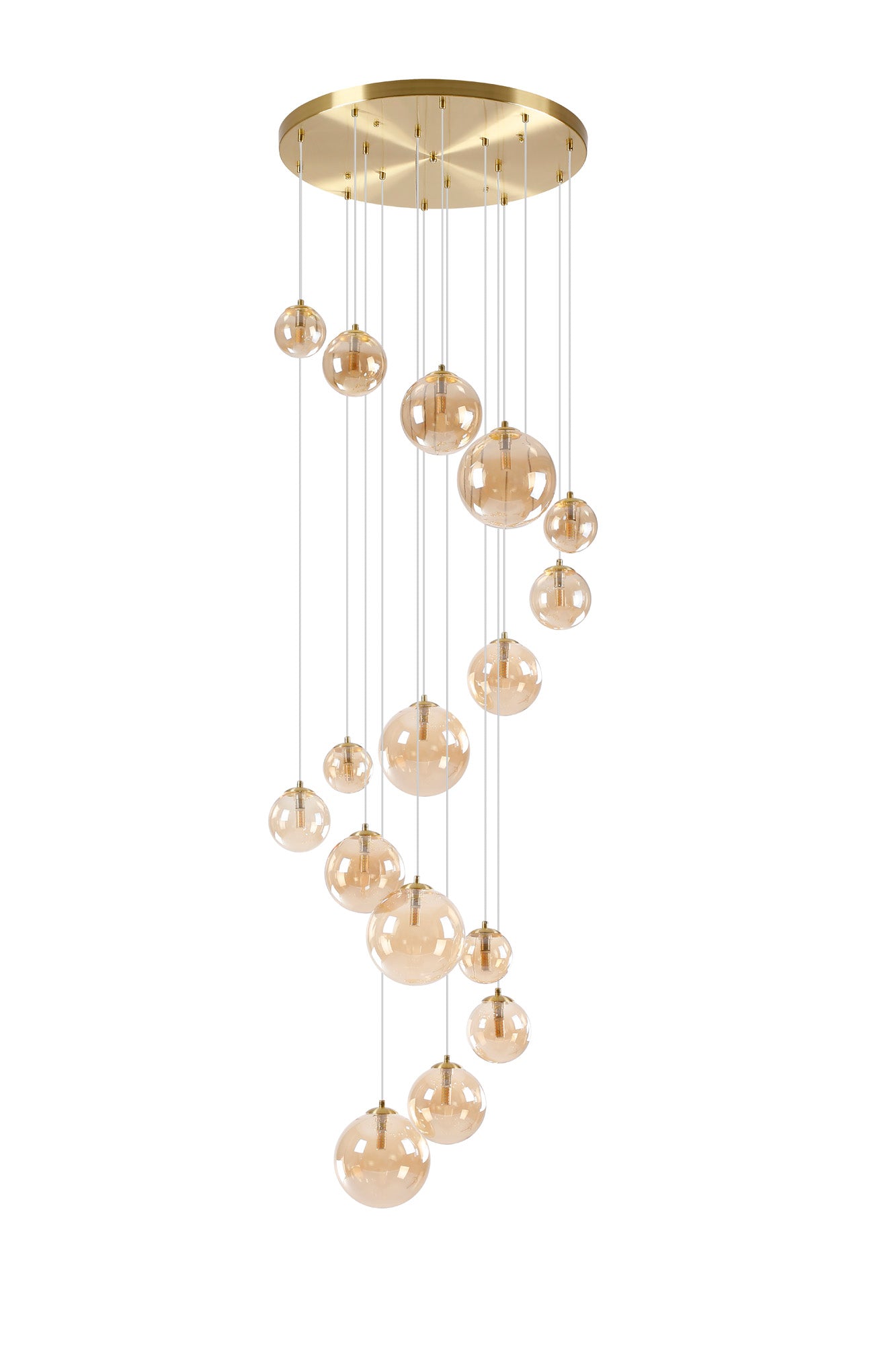 Lightologist Medway Pendant Satin Gold 16 Light Pendant with  Chrome Plated Glass LO19322/CH3