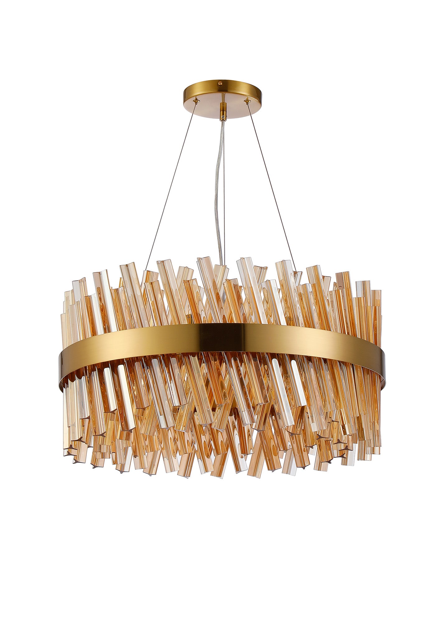 Lightologist Paddington 18 Light G9, Pendant Round, Brass / Amber Item Weight: 16.81kg LO19500BR/AM3