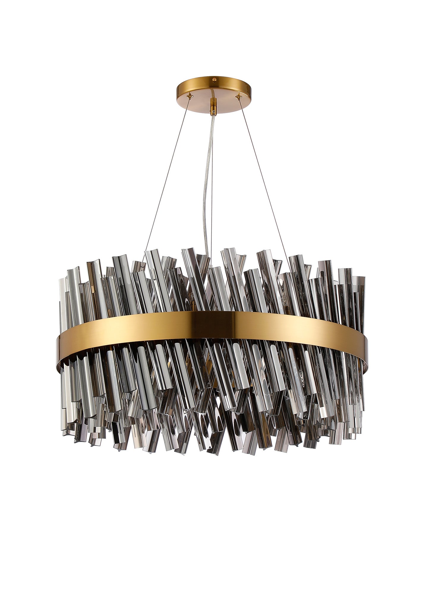 Lightologist Paddington 18 Light G9, Pendant Round, Brass / Smoke Item Weight: 16.81kg LO19500BR/SM3