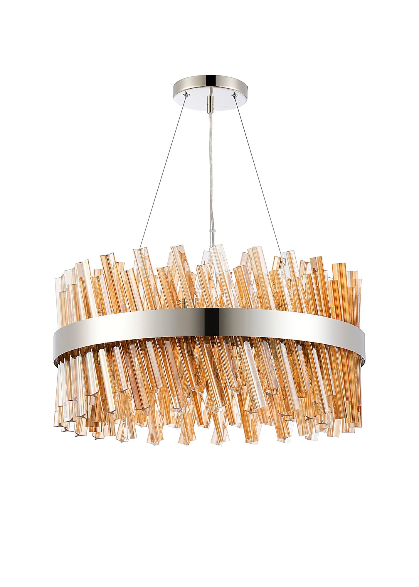 Lightologist Paddington 18 Light G9, Pendant Round, Polished Nickel / Amber Item Weight: 16.81kg LO19500PN/AM3