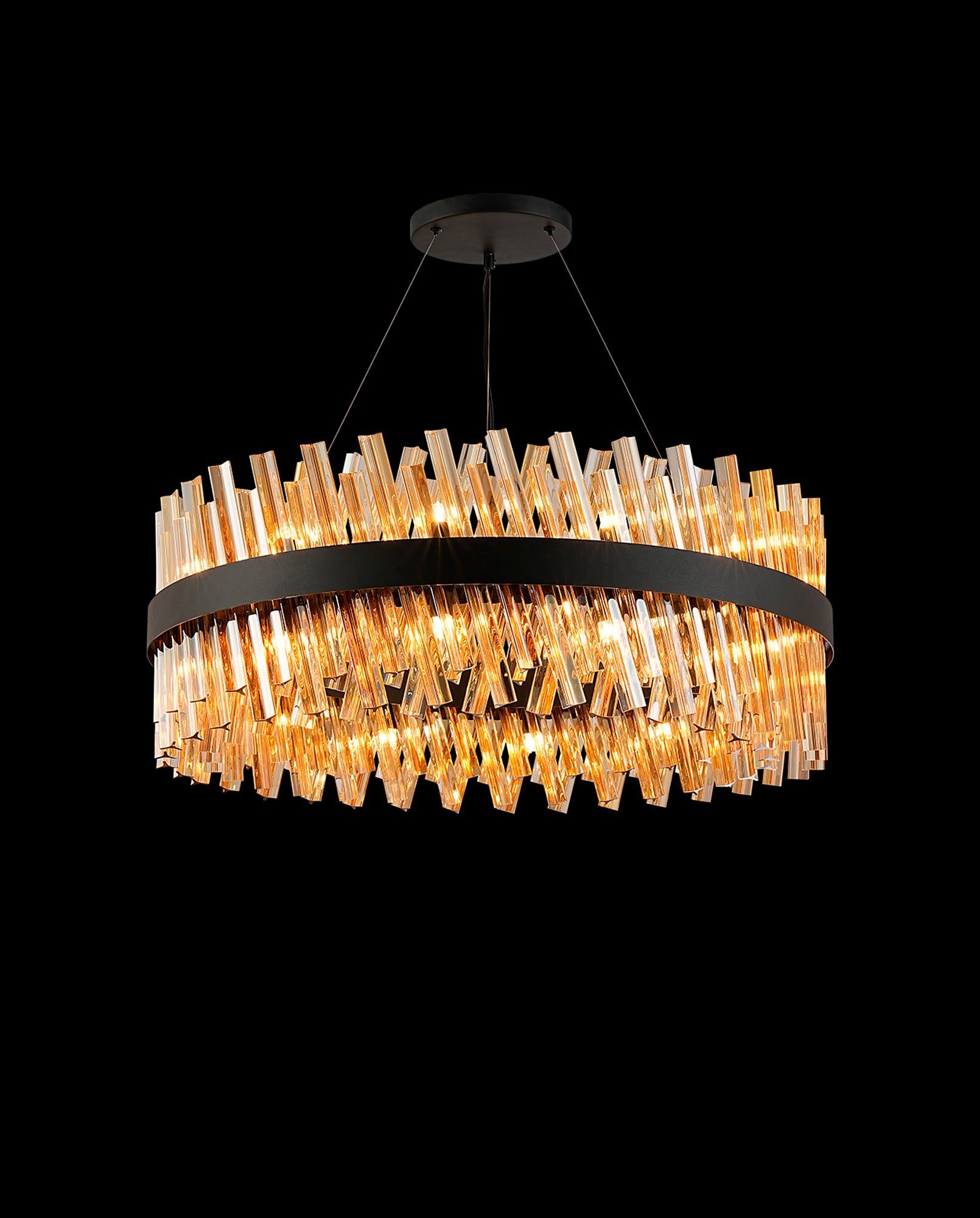 Lightologist Paddington 24 Light G9, Pendant Round, Satin Black / Amber Item Weight: 23.13kg LO19502BL/AM3