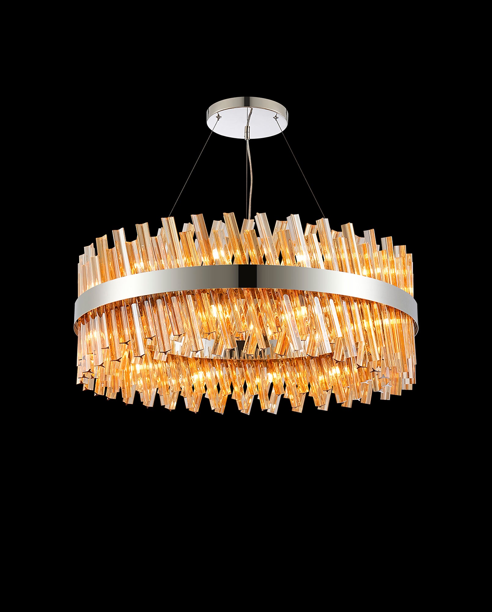 Lightologist Paddington 24 Light G9, Pendant Round, Polished Nickel / Amber Item Weight: 23.13kg LO19502PN/AM3