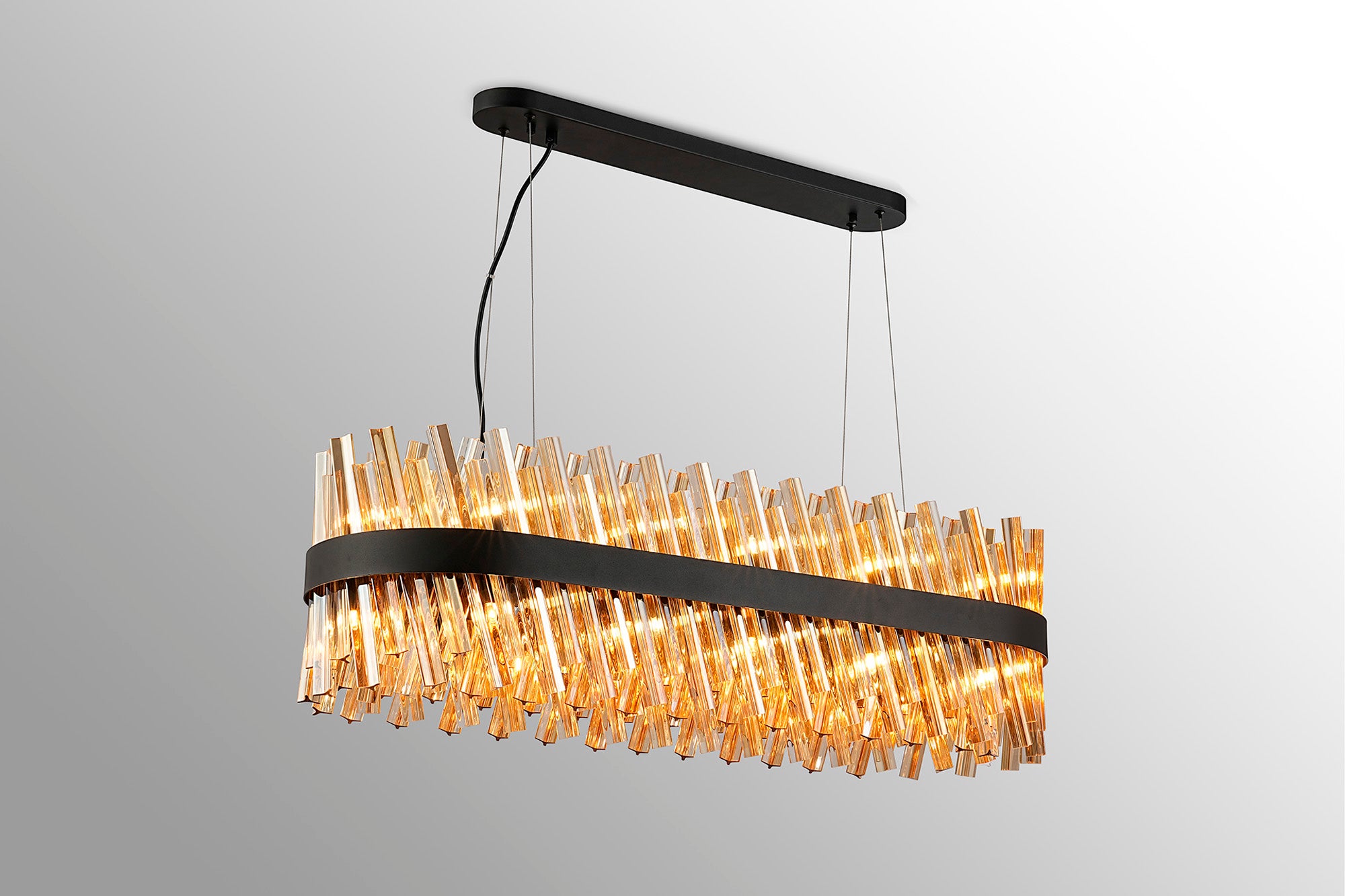 Lightologist Paddington 24 Light G9, Pendant Oblong, Satin Black / Amber Item Weight: 22.65kg LO19506BL/AM3