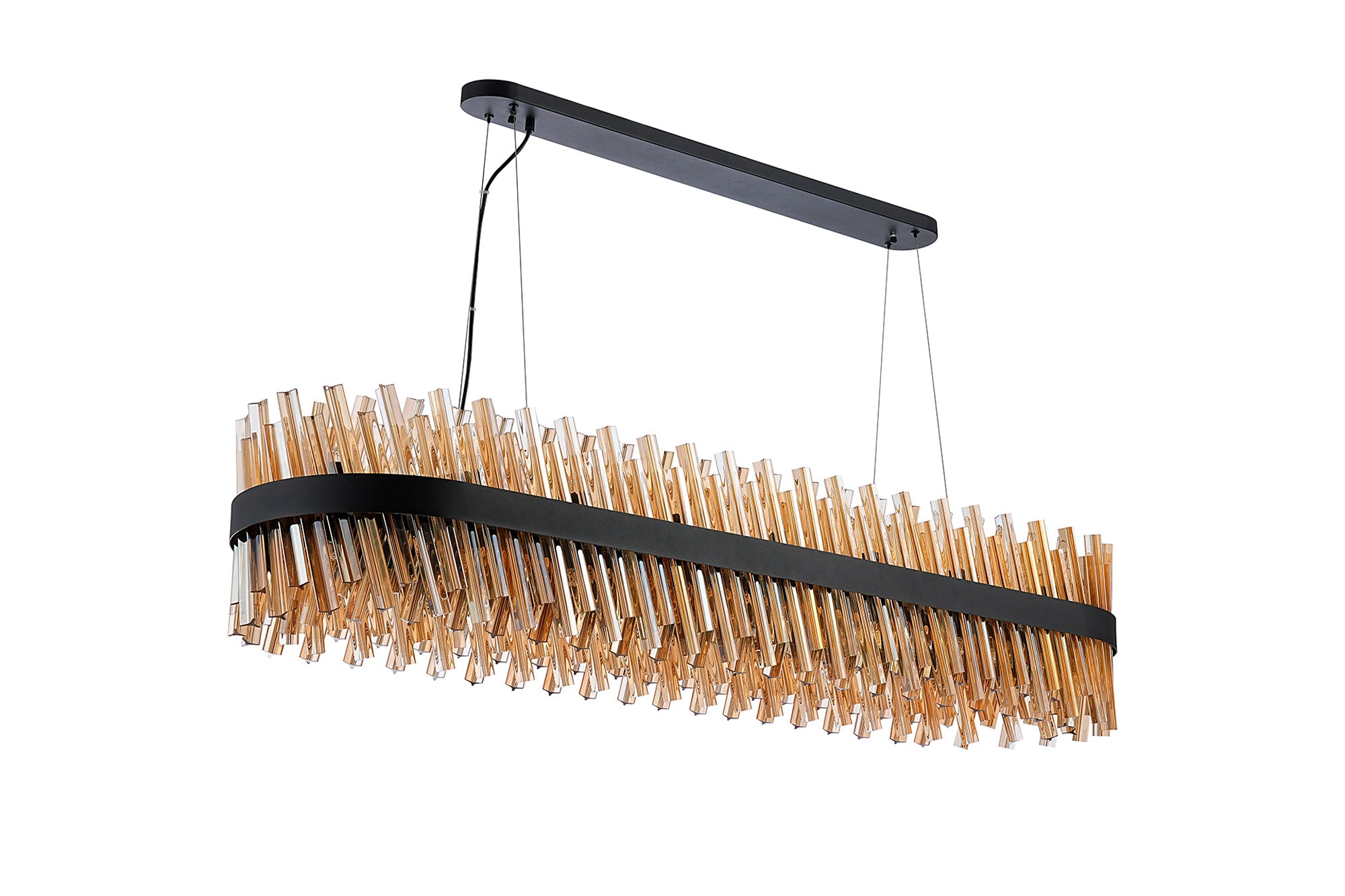 Lightologist Paddington 36 Light G9, Pendant Oblong, Satin Black / Amber Item Weight: 33.98kg LO19508BL/AM3