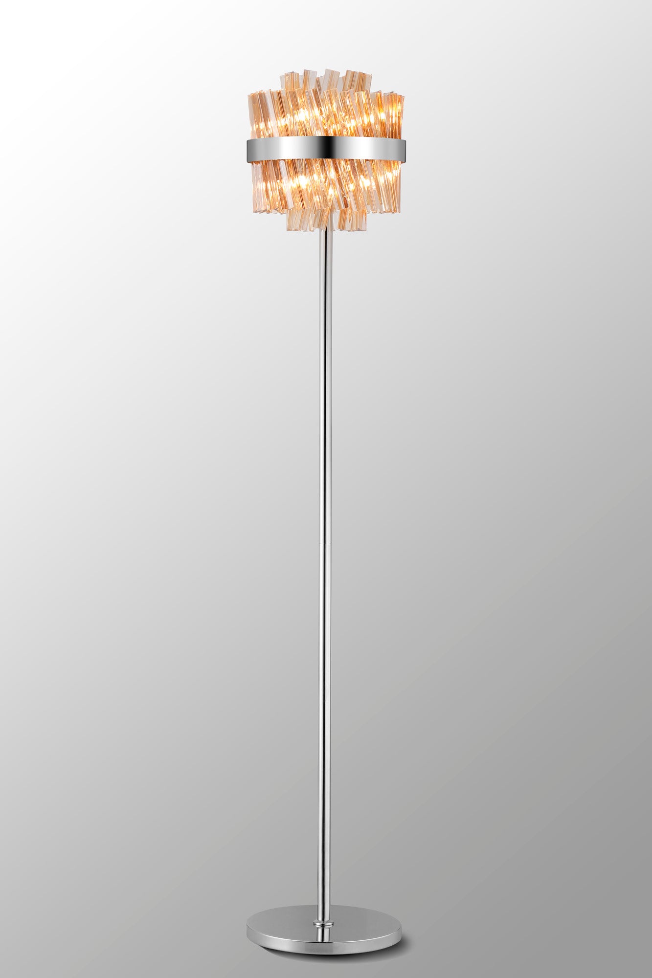 Lightologist Paddington 8 Light G9, Floor Lamp, Polished Nickel / Amber LO19514PN/AM3