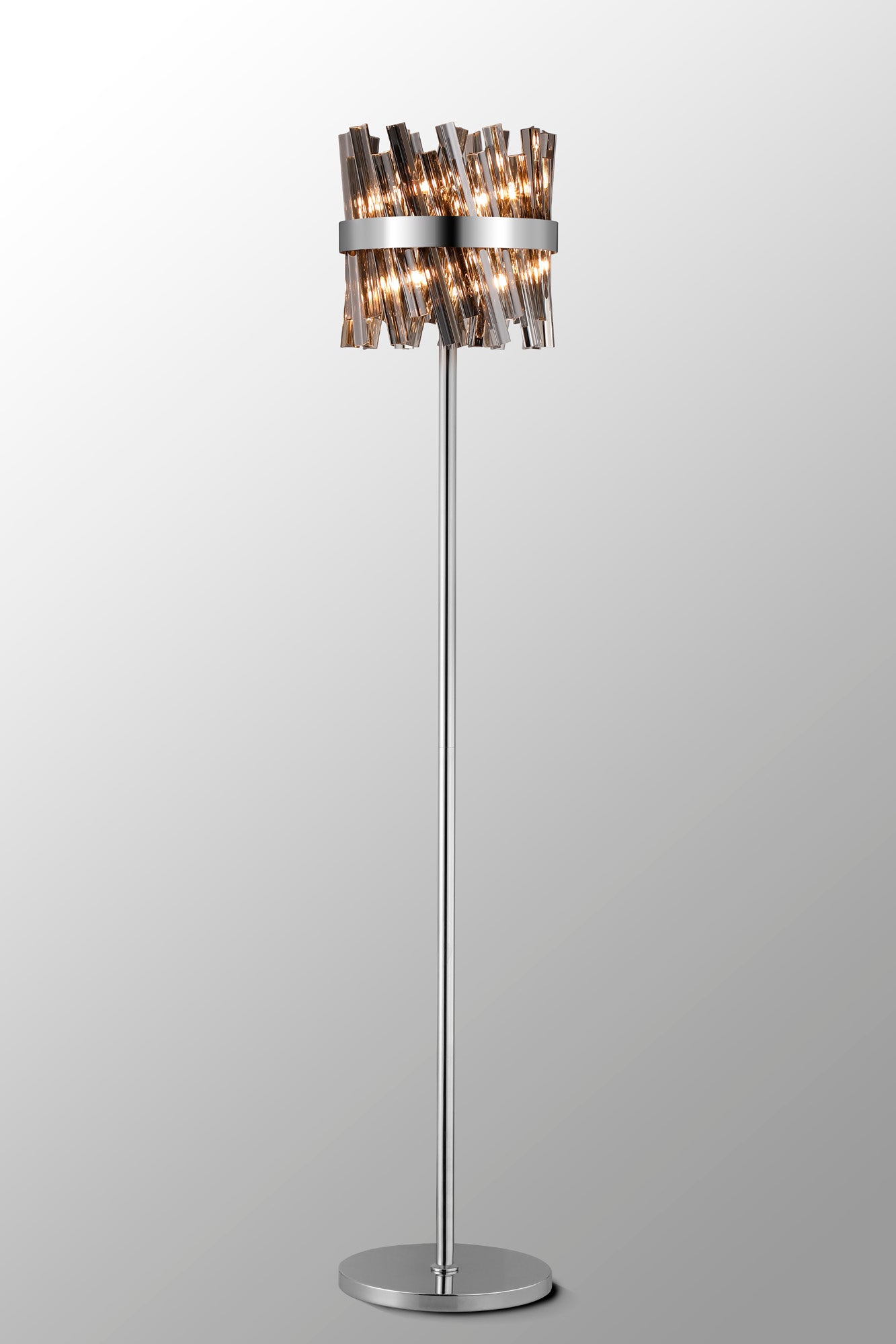 Lightologist Paddington 8 Light G9, Floor Lamp, Polished Nickel / Smoke LO19514PN/SM3