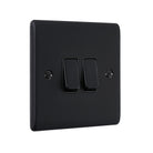 Saxby Raised Screwed 10AX 2 Gang 2-Way Switch - Matt Black RS102BLB