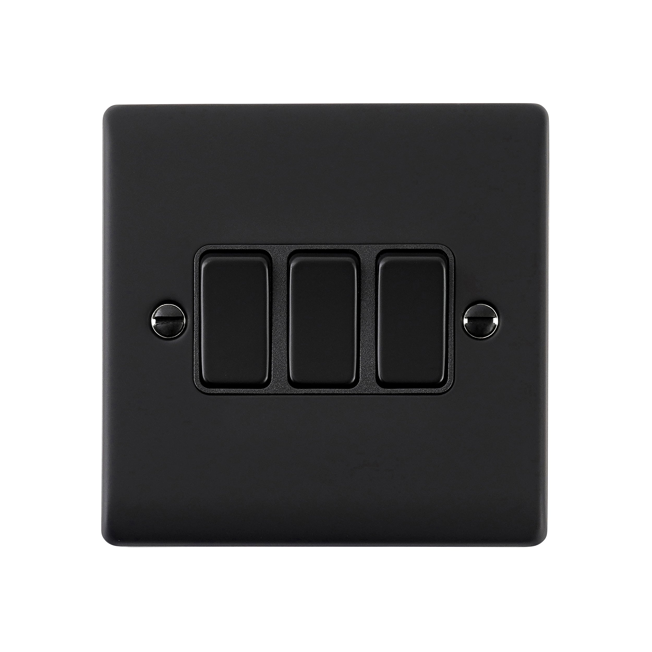 Saxby Raised Screwed 10AX 3G 2-Way Switch - Matt Black RS103BLB