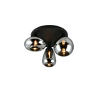 Lumina Matt Black 3 Light Semi Flush with Mirrored Smoked Glass 617030332