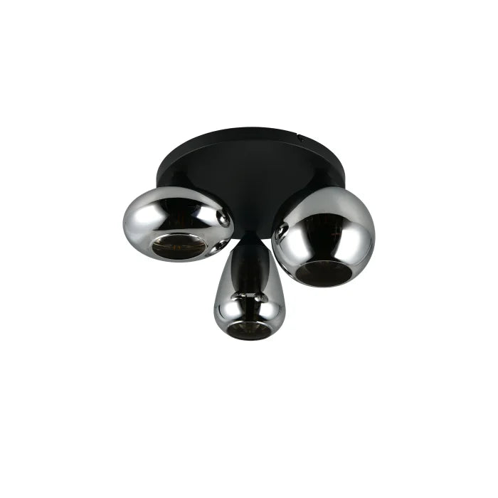 Chrome ceiling light fixture on a white background