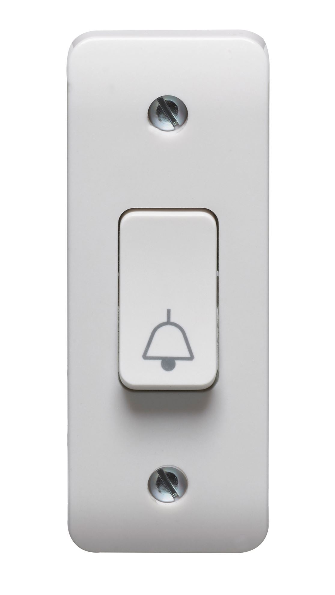 Crabtree Instinct 10A 1G 2 Way Retractive Architrave Switch Printed Bell Symbol Cr1179/Bs