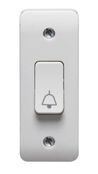 Crabtree Instinct 10A 1G 2 Way Retractive Architrave Switch Printed Bell Symbol Cr1179/Bs