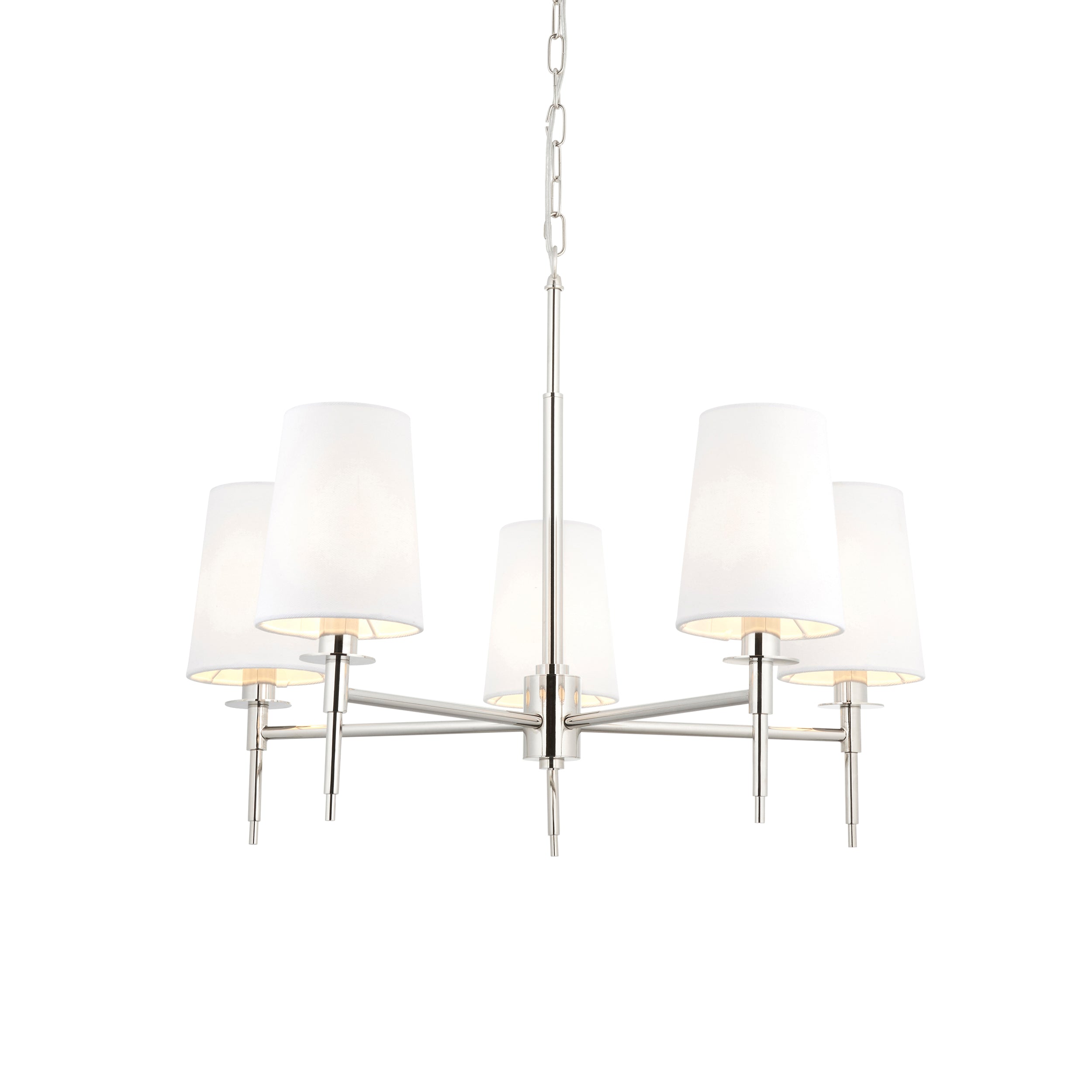 Lightologist Bright nickel plate & vintage white fabric Multi arm shade Pendant Light WIN1399457