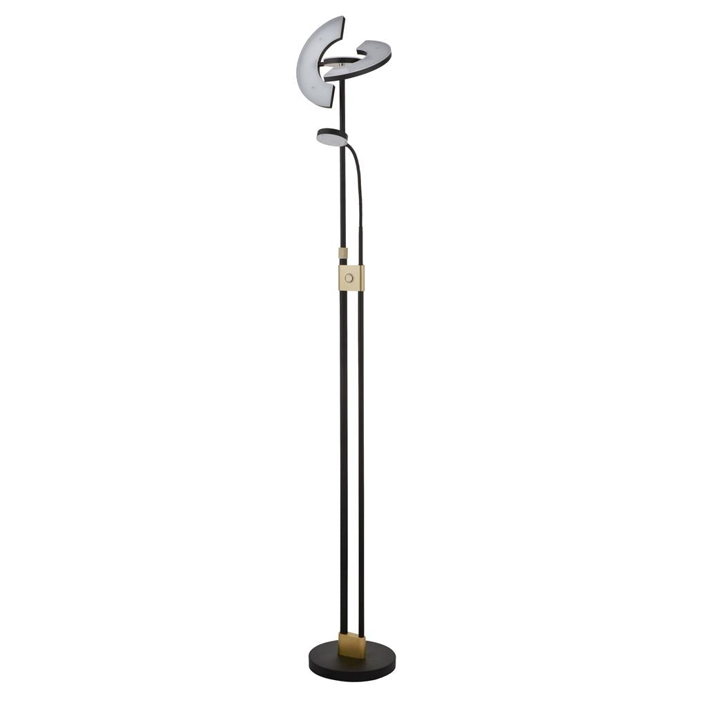 Searchlight Gio Led Mother & Child Floor Lamp Matt Black & Satin Brass 1024Mbsb