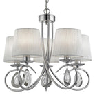 Searchlight Angelique - 5Lt Ceiling, Chrome, White Shades, Clear Glass 1025-5Cc