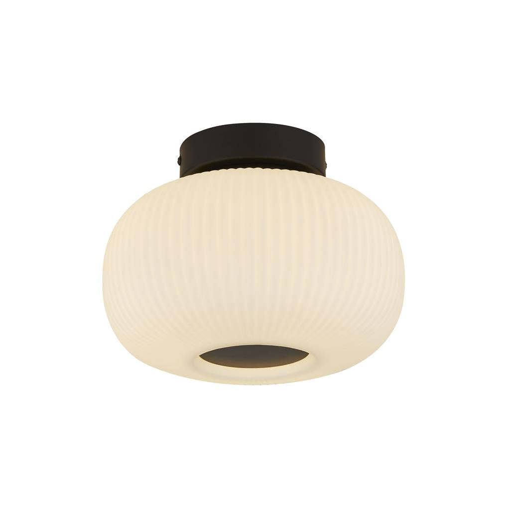 Searchlight Lumina 1Lt Ceiling Flush With Frosted Ribbed Glass 10271-1Bk