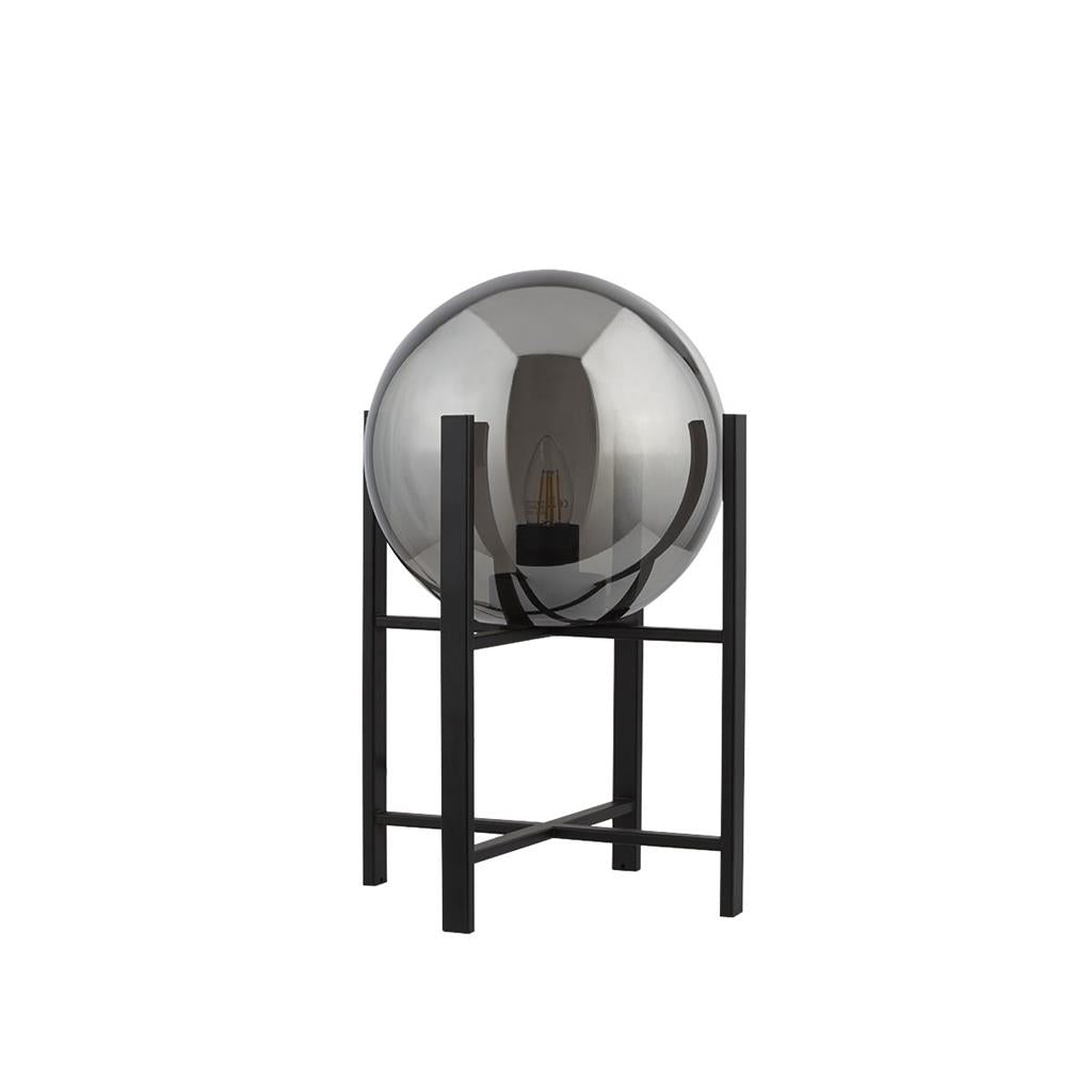 Searchlight Amsterdam 1Lt Table Lamp, Smoked Glass, Black 1029-1Sm