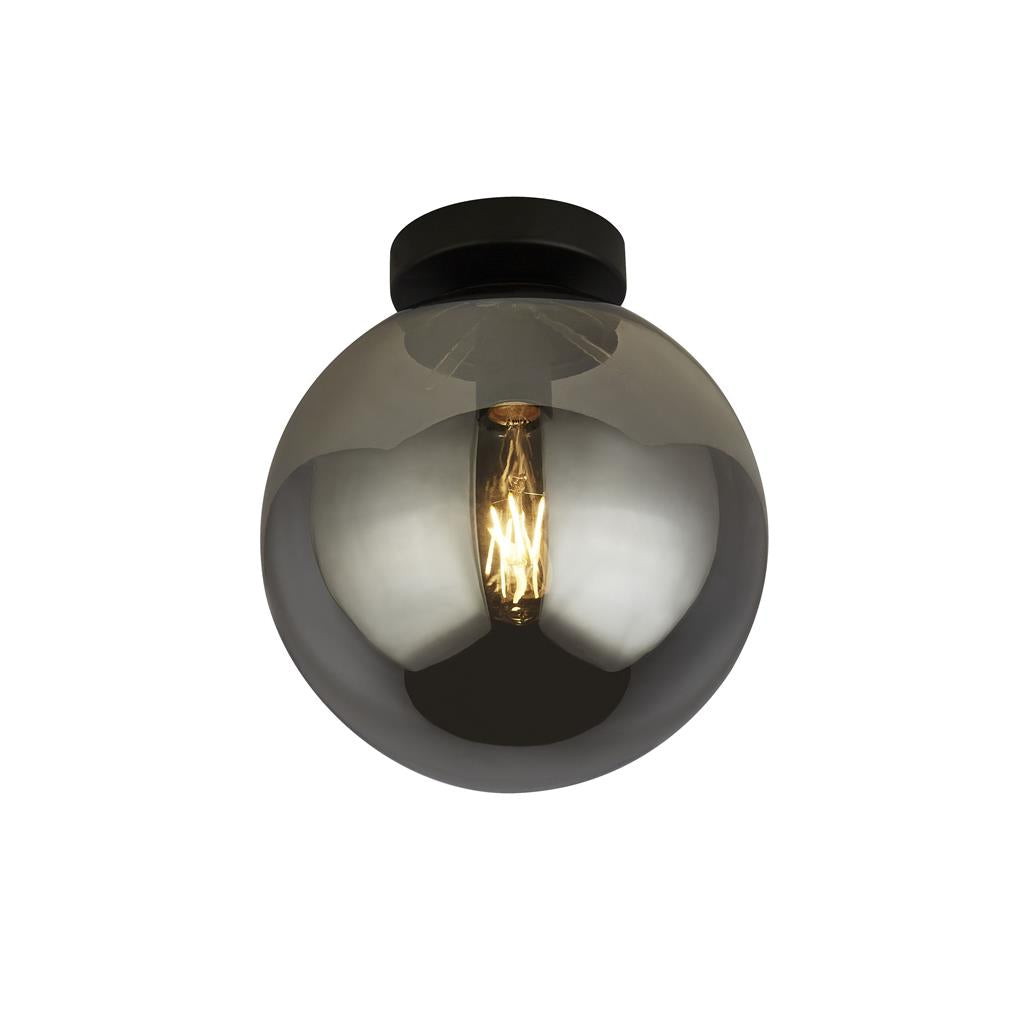 Searchlight Amsterdam 1Lt Flush , Smoked Glass, Black 1032-1Sm