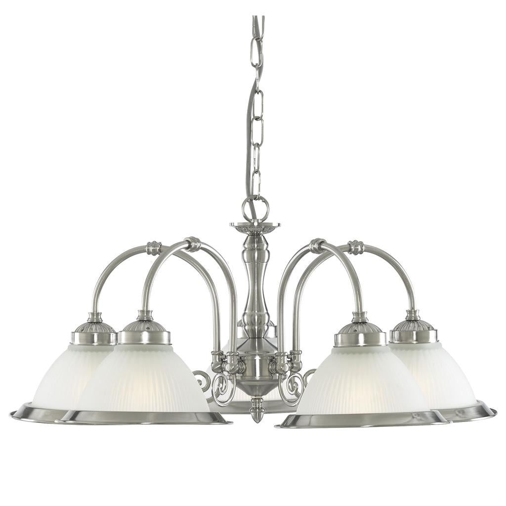 Searchlight American Diner - 5Lt Ceiling, Satin Silver, Acid Glass 1045-5