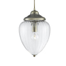 Searchlight Moscow 1Lt Pendant, Antique Brass, Clear Ribbed Glass 1091Ab