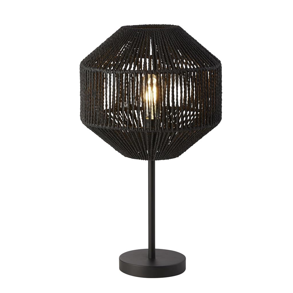 Searchlight Wicker 1Lt Table Lamp, Black Wicker 11201-1Bk