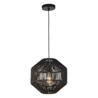 Searchlight Wicker 1Lt Pendant, Black Wicker 11203-1Bk