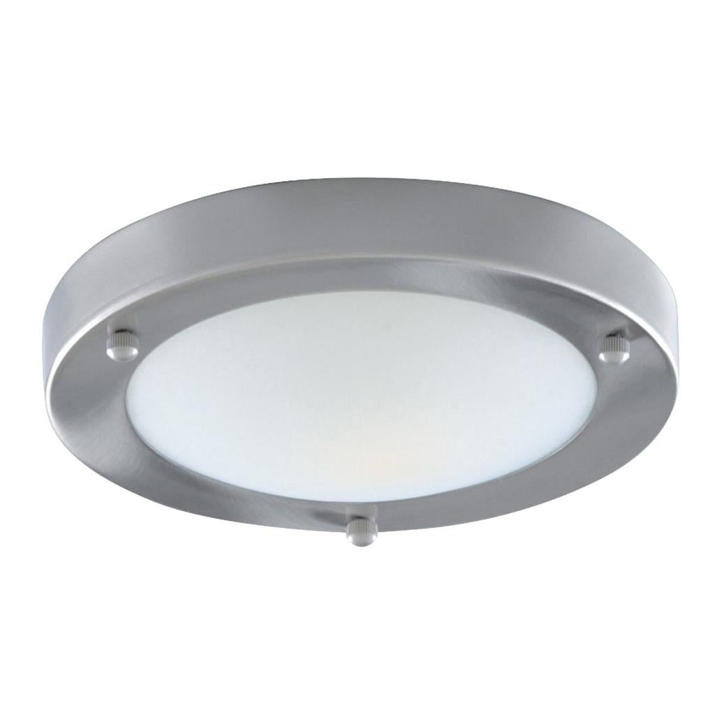 Searchlight Dublin Bathroom Flush Ip44 1Lt - 31Cm Sat/Silver Domed Wht Glass 1131-31Ss