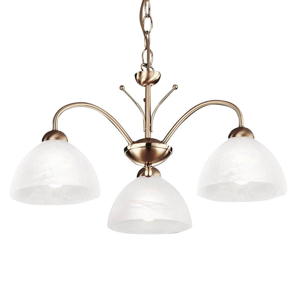 Searchlight Milanese - 3Lt Ceiling, Antique Brass, Alabaster Glass 1133-3Ab
