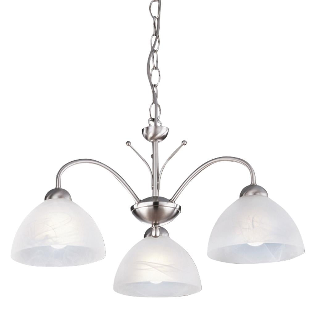 Searchlight Milanese - 3Lt Ceiling, Satin Silver, Alabaster Glass 1133-3Ss