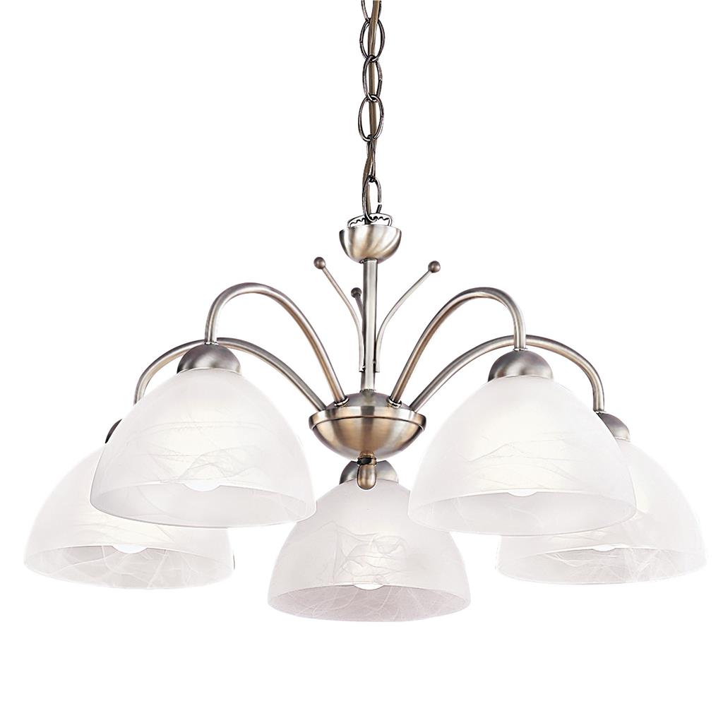 Searchlight Milanese - 5Lt Ceiling, Antique Brass, Alabaster Glass 1135-5Ab