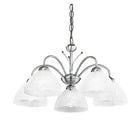 Searchlight Milanese - 5Lt Ceiling, Satin Silver, Alabaster Glass 1135-5Ss