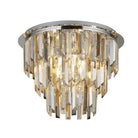 Searchlight Clarissa 5Lt Chrome Flush With Clear/Amber/Smokey Crystal Prism Drops 1225-5Cc