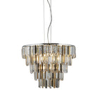 Searchlight Clarissa 9Lt Chrome Pendant With Clear/Amber/Smokey Crystal Prism Drops 1229-9Cc