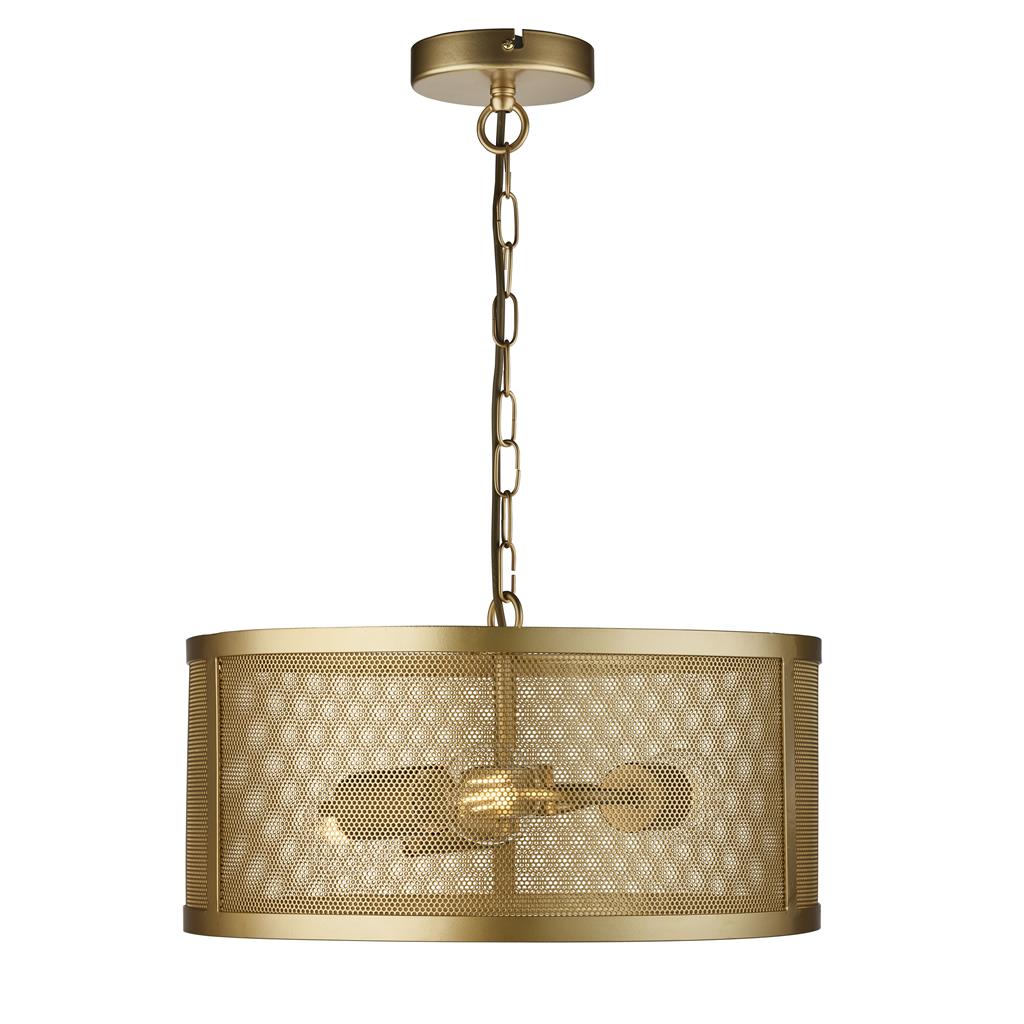 Searchlight Fishnet 3Lt Drum Pendant Matt Gold 12483-3Go