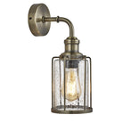 Searchlight Pipes 1Lt Wall Light, Antique Brass With Seeded Glass 1261Ab