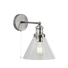 Searchlight Pyramid Wall Light - Ss, Clear Glass Shade 1277Ss