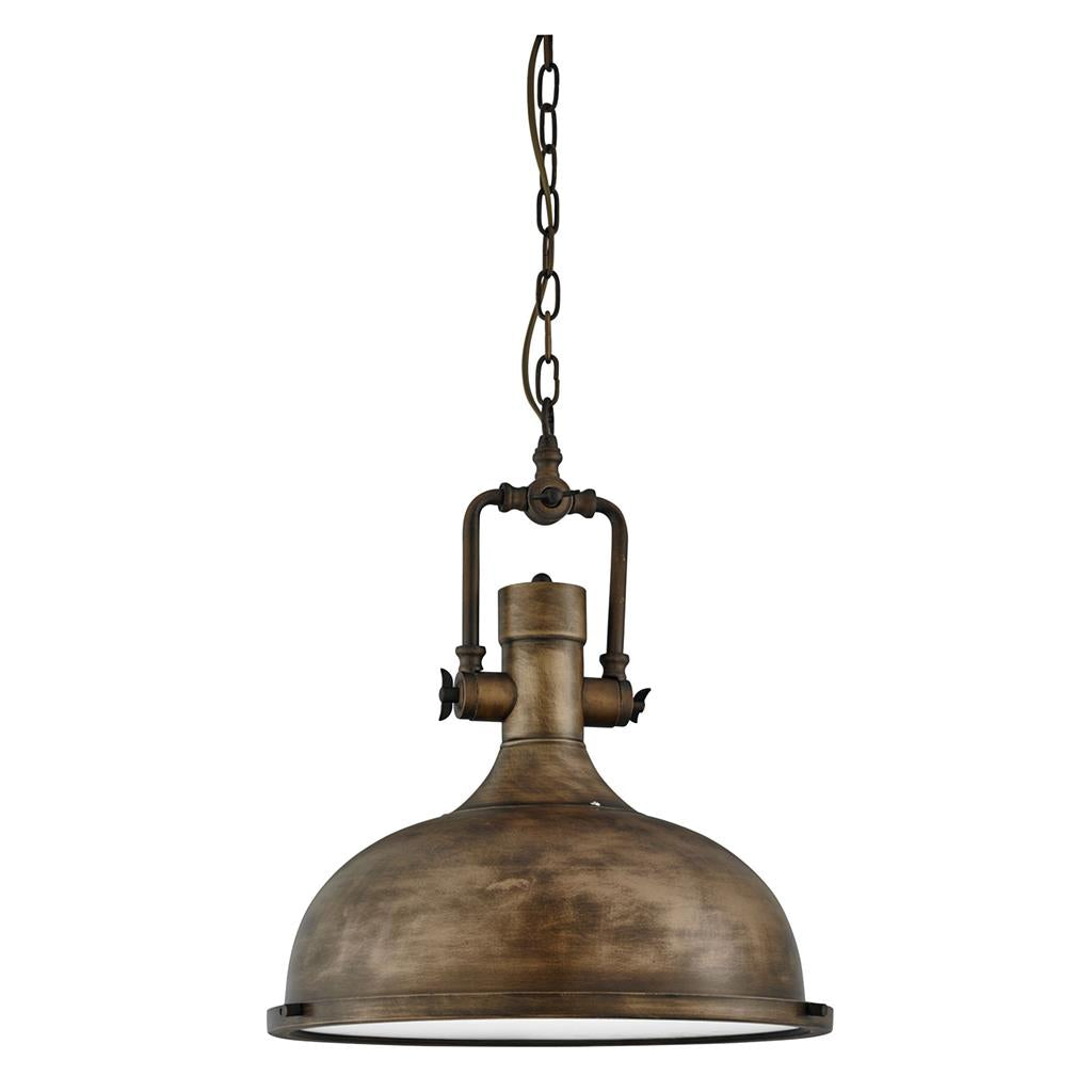 Searchlight Kansas Industrial Pendant - 1Lt Pendant, Black Gold, Frosted Glass 1322Bg