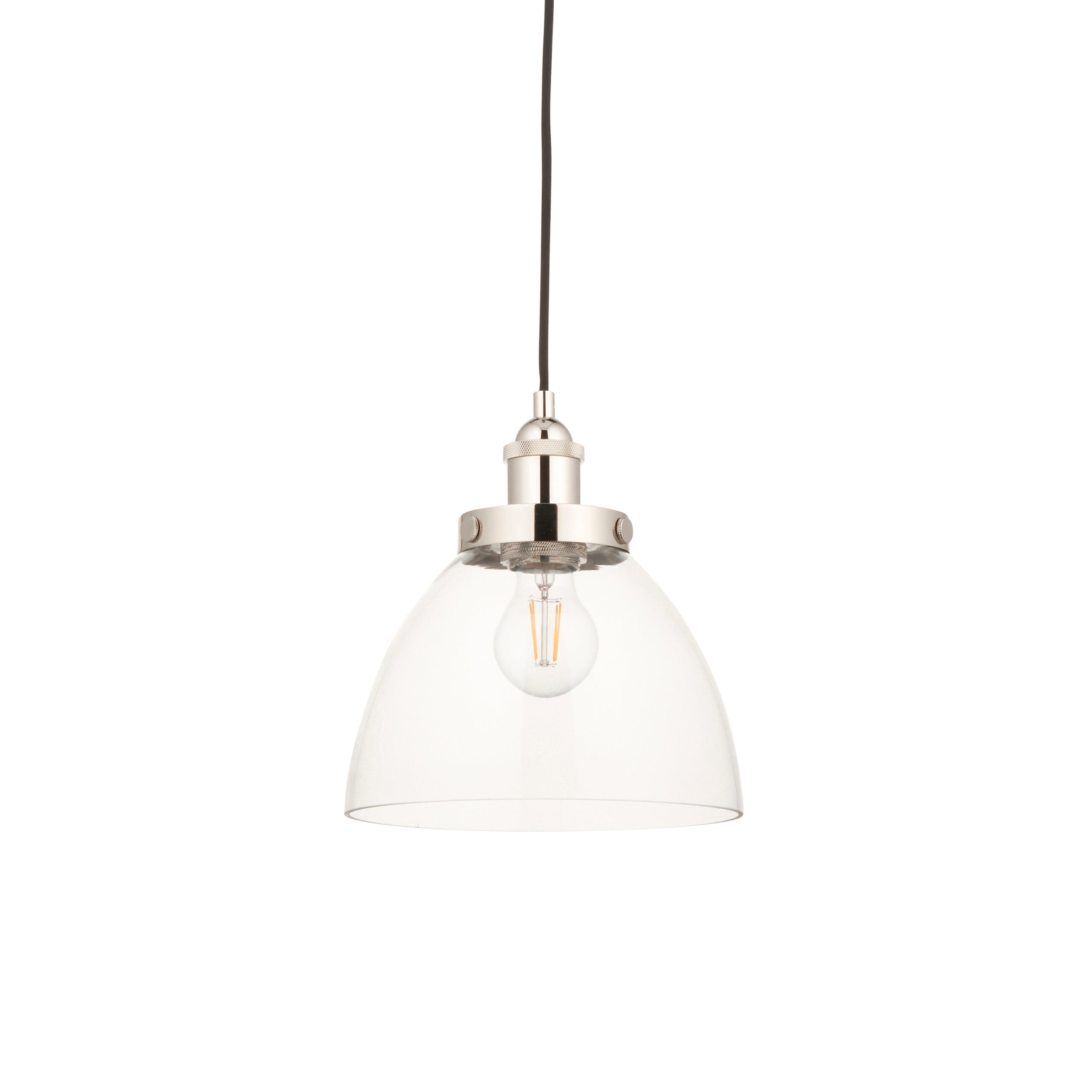 Lightologist Bright nickel plate & clear glass Single Pendant Light WIN1397588