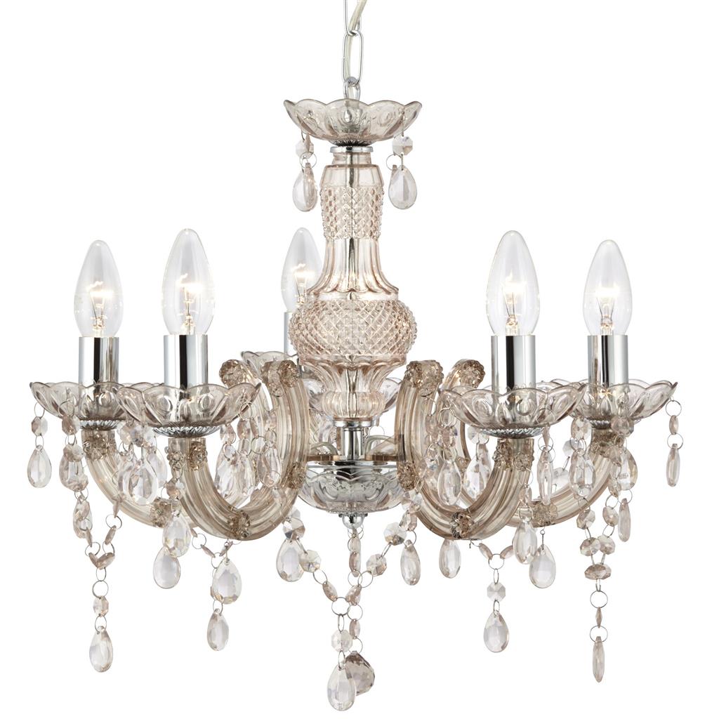 Searchlight Marie Therese - 5Lt Ceiling, Mink Glass/Acrylic 1455-5Mi