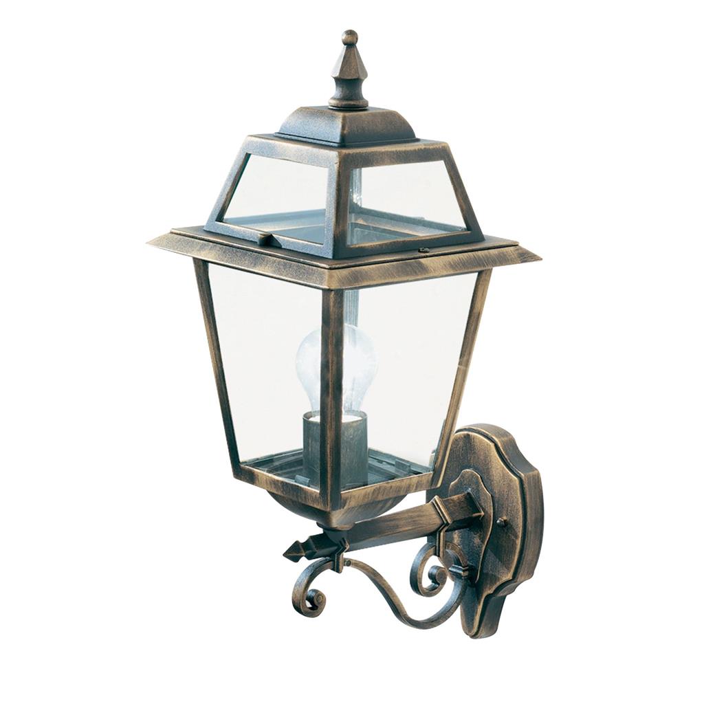 Searchlight New Orleans - 1Lt Outdoor (Uplight) Wall Bracket, Black Gold, Clear Glass 1521
