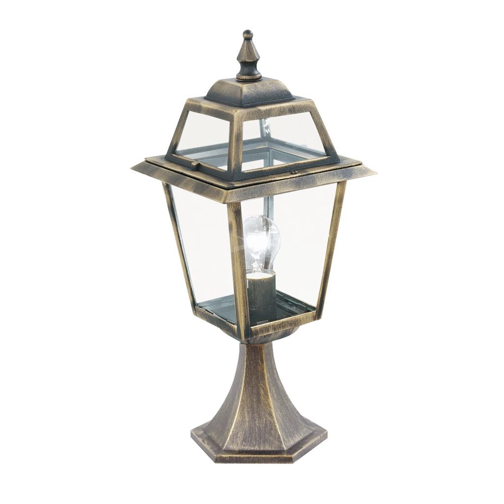 Searchlight New Orleans - 1Lt Outdoor Post (Height 50Cm) Black Gold, Clear Glass 1524