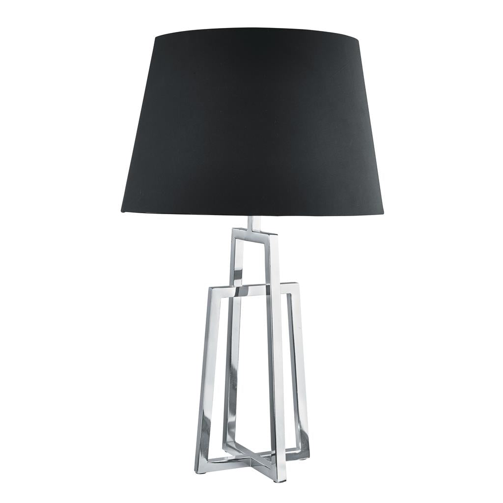 Searchlight York Table Lamp Crossed Frame, Chrome, Black Tapered Shade 1533Cc-1