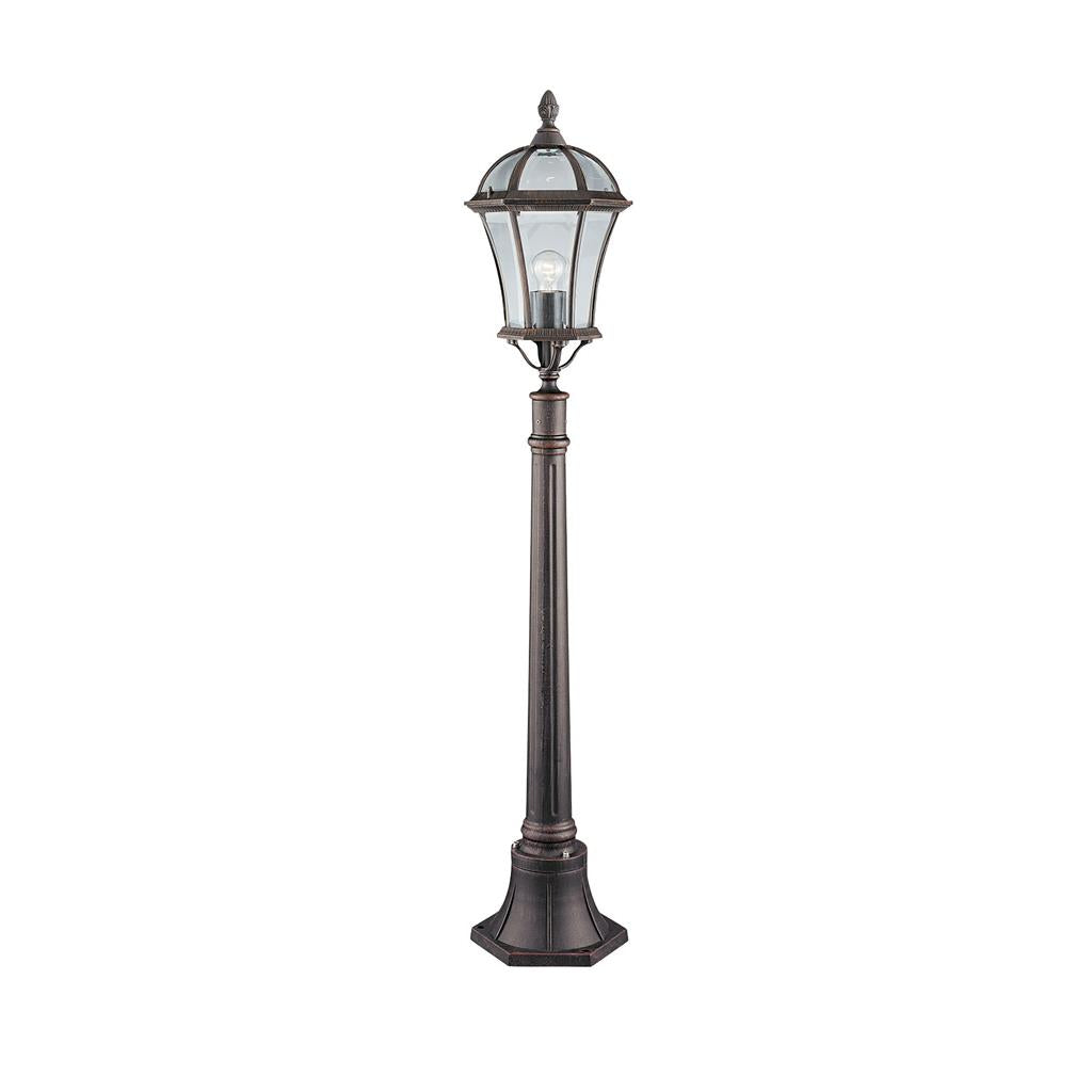 Searchlight Capri - 1Lt Outdoor Post (Height 95Cm), Rustic Brown, Clear Glass 1568