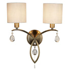 Searchlight Alberto 2Lt Wall Bracket, Antique Brass, Linen Shades 1602-2Ab