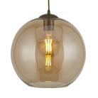 Searchlight Balls 1Lt Round Pendant (25Cm Dia), Amber Glass, Antique Brass 1621Am