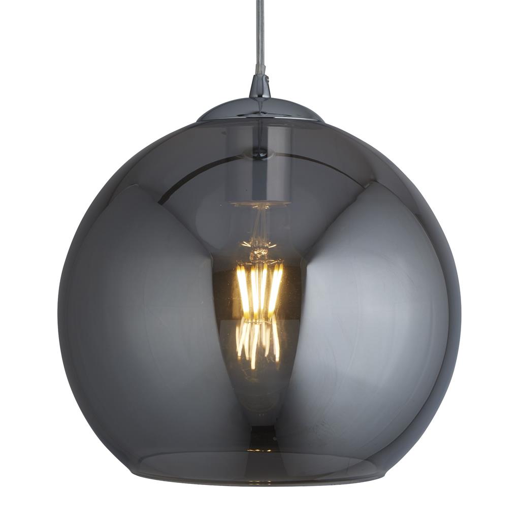 Searchlight Balls 1Lt Round Pendant (25Cm Dia), Smoked Glass, Chrome 1621Sm