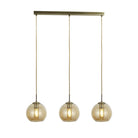 Searchlight Balls  3Lt Bar Pendant, Antique Brass With Amber Glass 1623-3Am